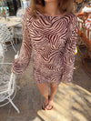 Safari dress with zebra print - Off white/brown