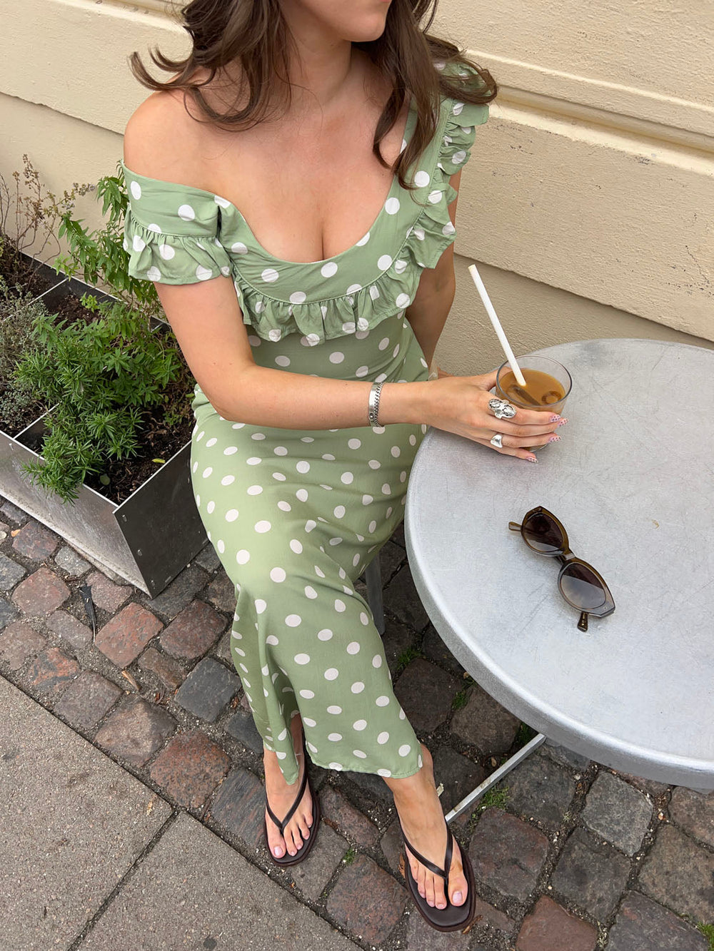 Luna dress with polka dots - Green/white Designbysi.se Luna dress with polka dots - Green/white Designbysi.se