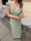 Luna dress with polka dots - Green/white