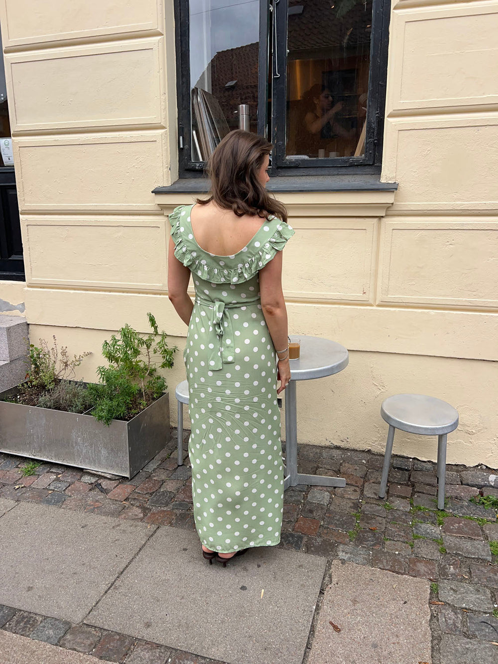 Luna dress with polka dots - Green/white