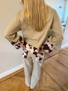 Suiva denim jacket with cow print - Beige/brown/white