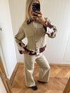 Suiva denim jacket with cow print - Beige/brown/white