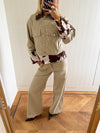 Suiva denim jacket with cow print - Beige/brown/white