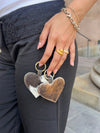 Cavo heart cowhide keyring – Brown/black