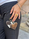 Cavo heart cowhide keyring – Brown/black