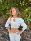 Malin Tomkins cropped shirt with embroidery - White