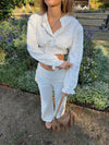 Malin Tomkins cropped shirt with embroidery - White