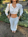 Malin Tomkins cropped shirt with embroidery - White
