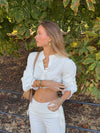 Malin Tomkins cropped shirt with embroidery - White