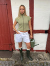 Biona short-sleeved knit blouse - Khaki