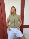 Biona short-sleeved knit blouse - Khaki