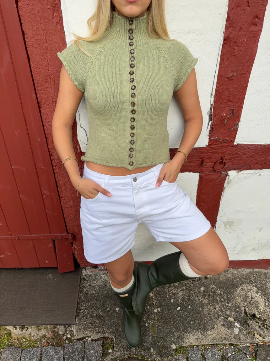 Biona short-sleeved knit blouse - Khaki