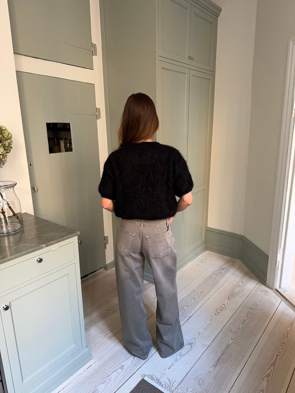 Olivia short-sleeved mohair cardigan - Black