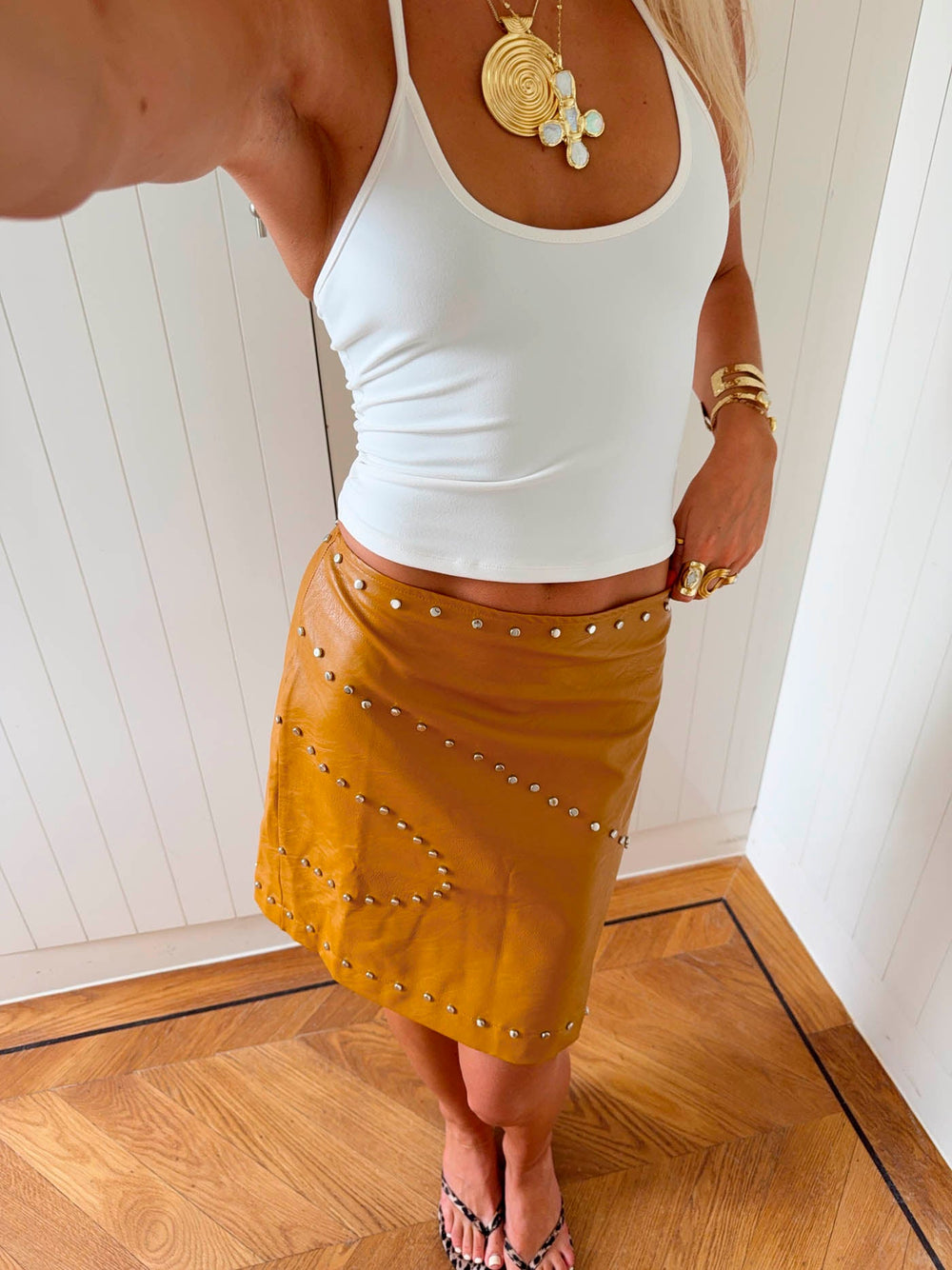 Scandivv faux leather skirt - Cognac