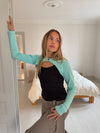 Tayla layered blouse - Black/turquoise