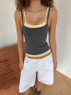 Ovelia layered top - Grey/yellow