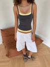 Ovelia layered top - Grey/yellow