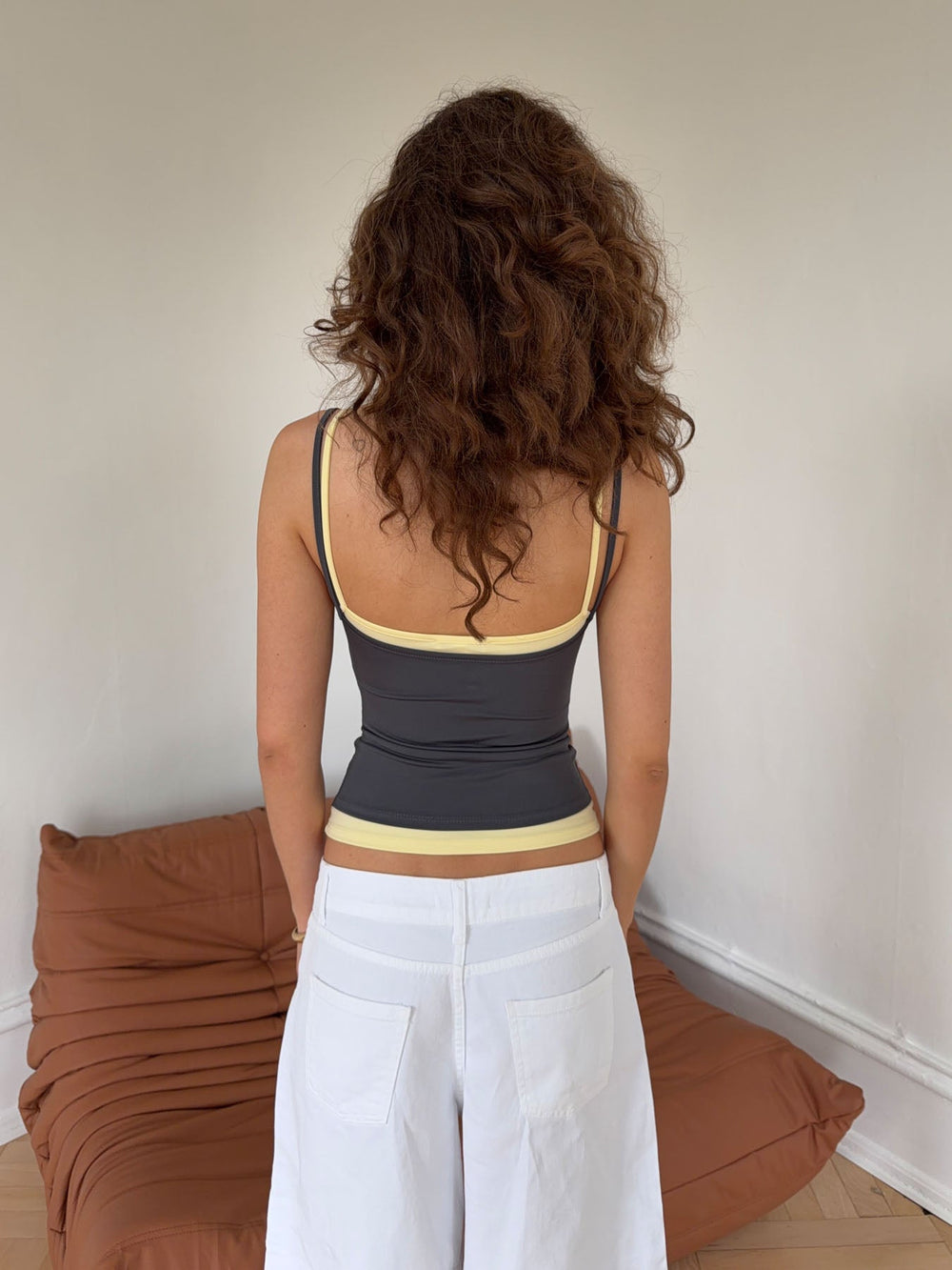 Ovelia layered top - Grey/yellow