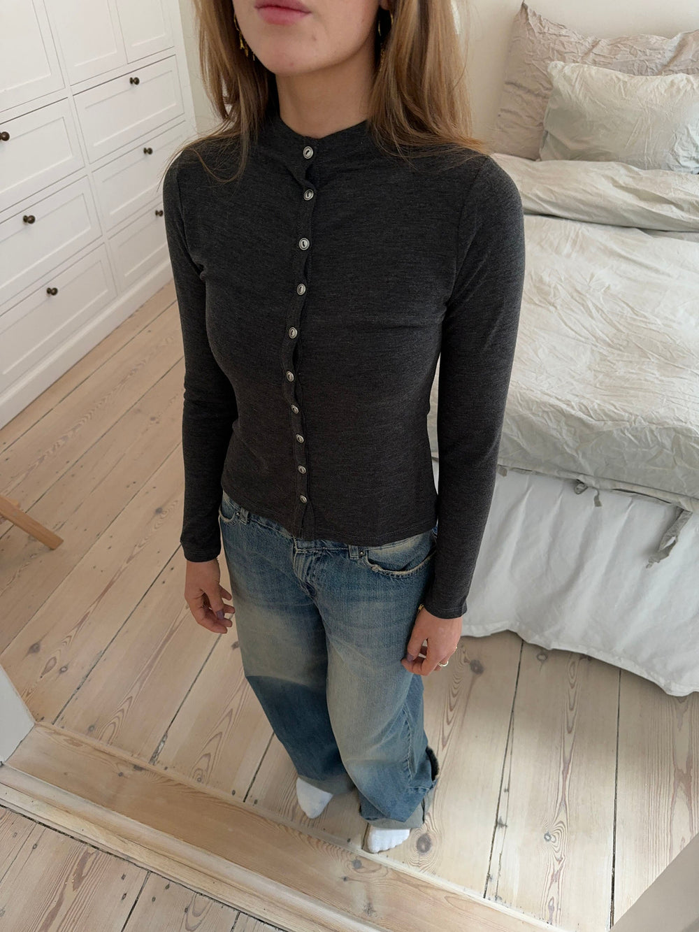 Leonora long-sleeved blouse - Grey