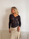 Bodil long sleeve lace blouse - Black