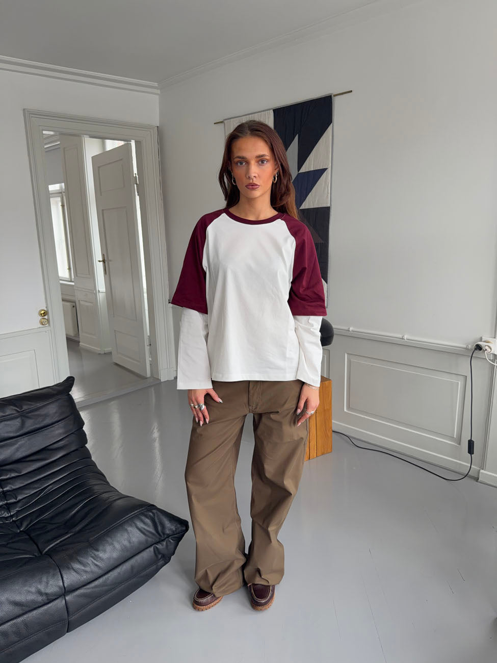 Blaine t-shirt with long sleeves – Red/white