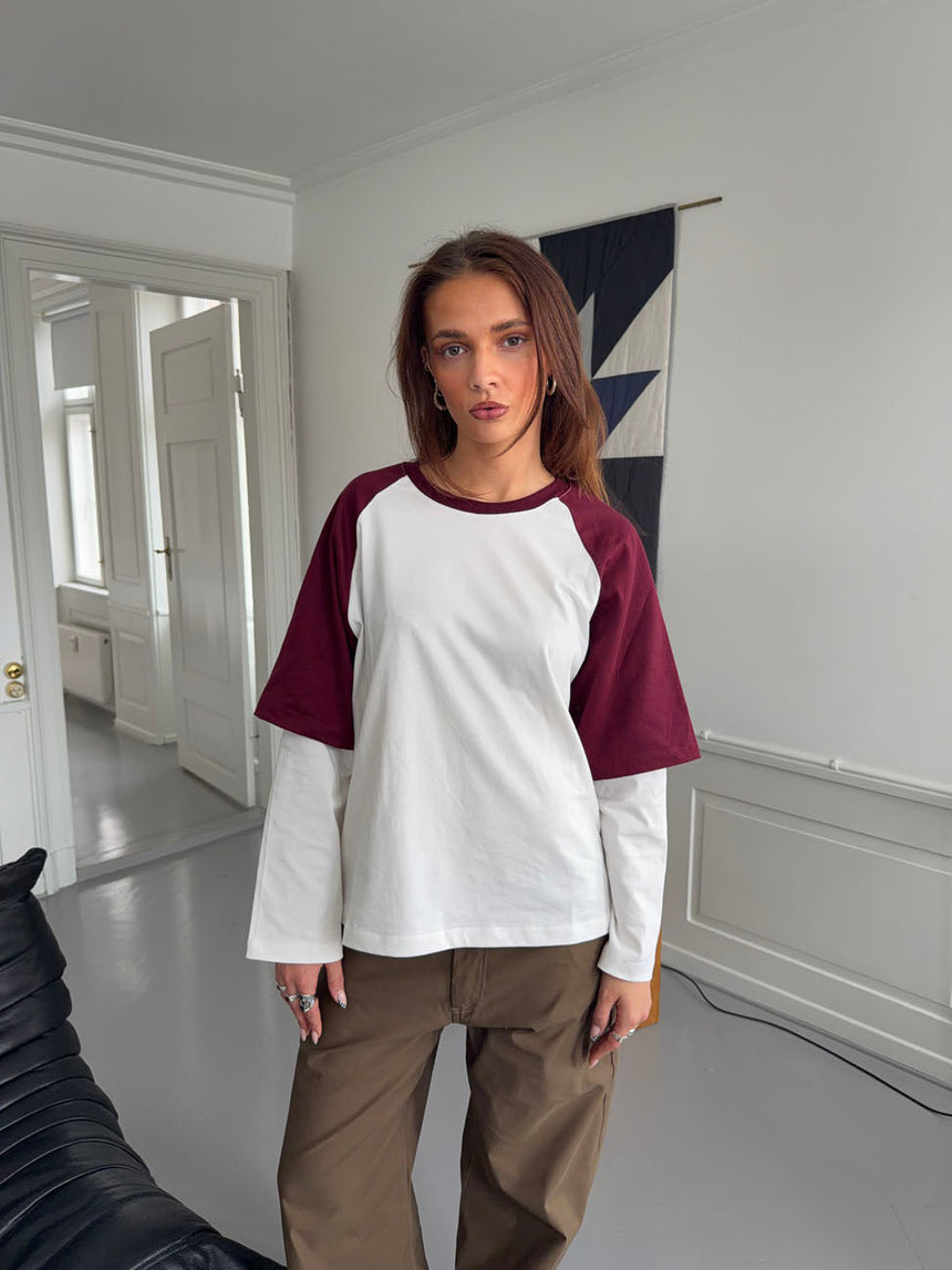 Blaine t-shirt with long sleeves – Red/white