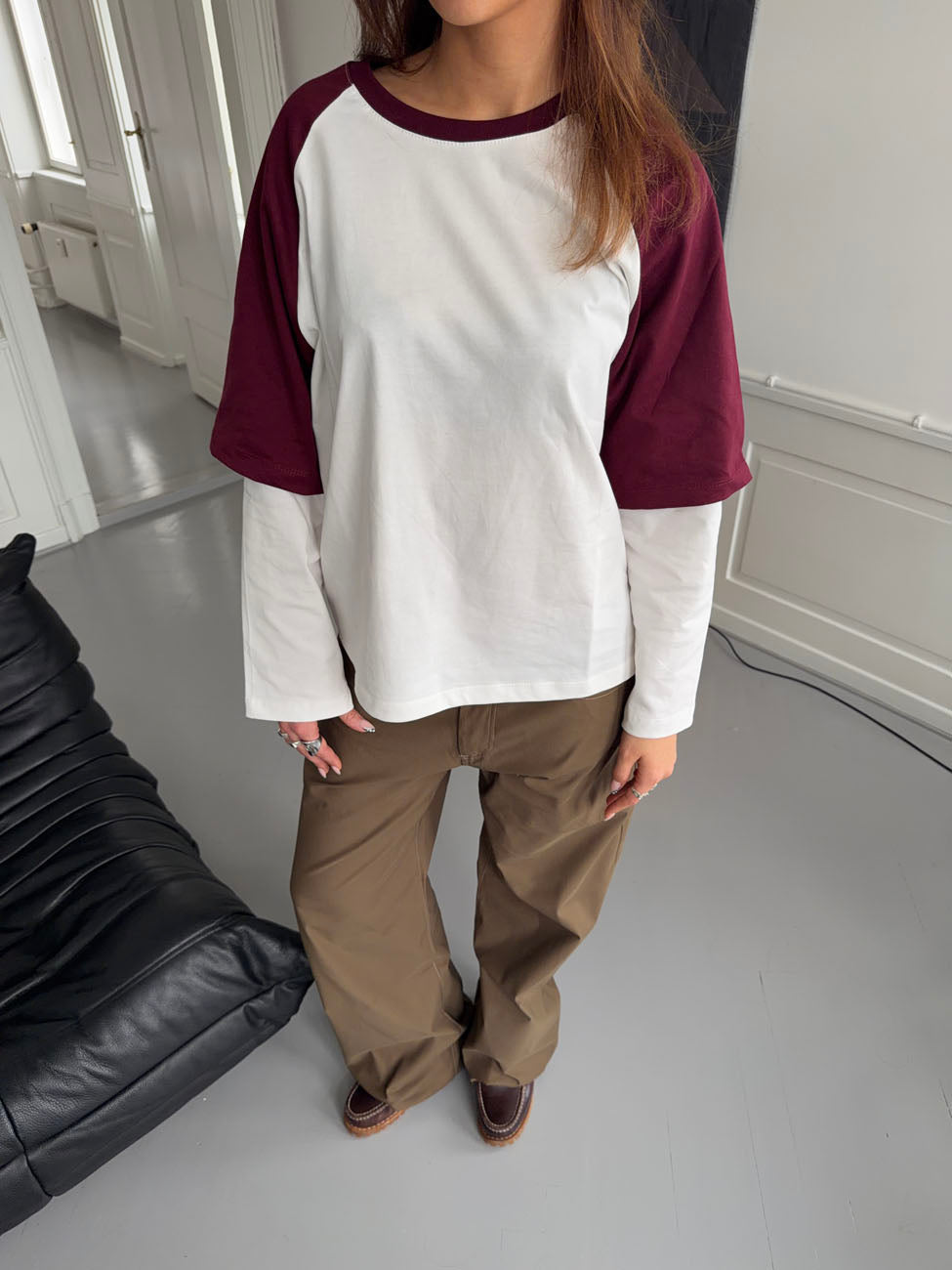 Blaine t-shirt with long sleeves – Red/white