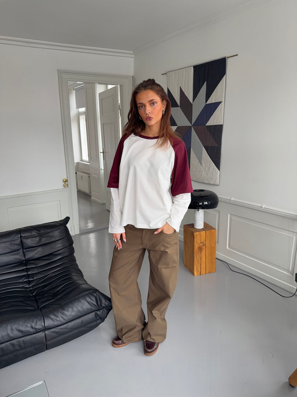 Blaine t-shirt with long sleeves – Red/white