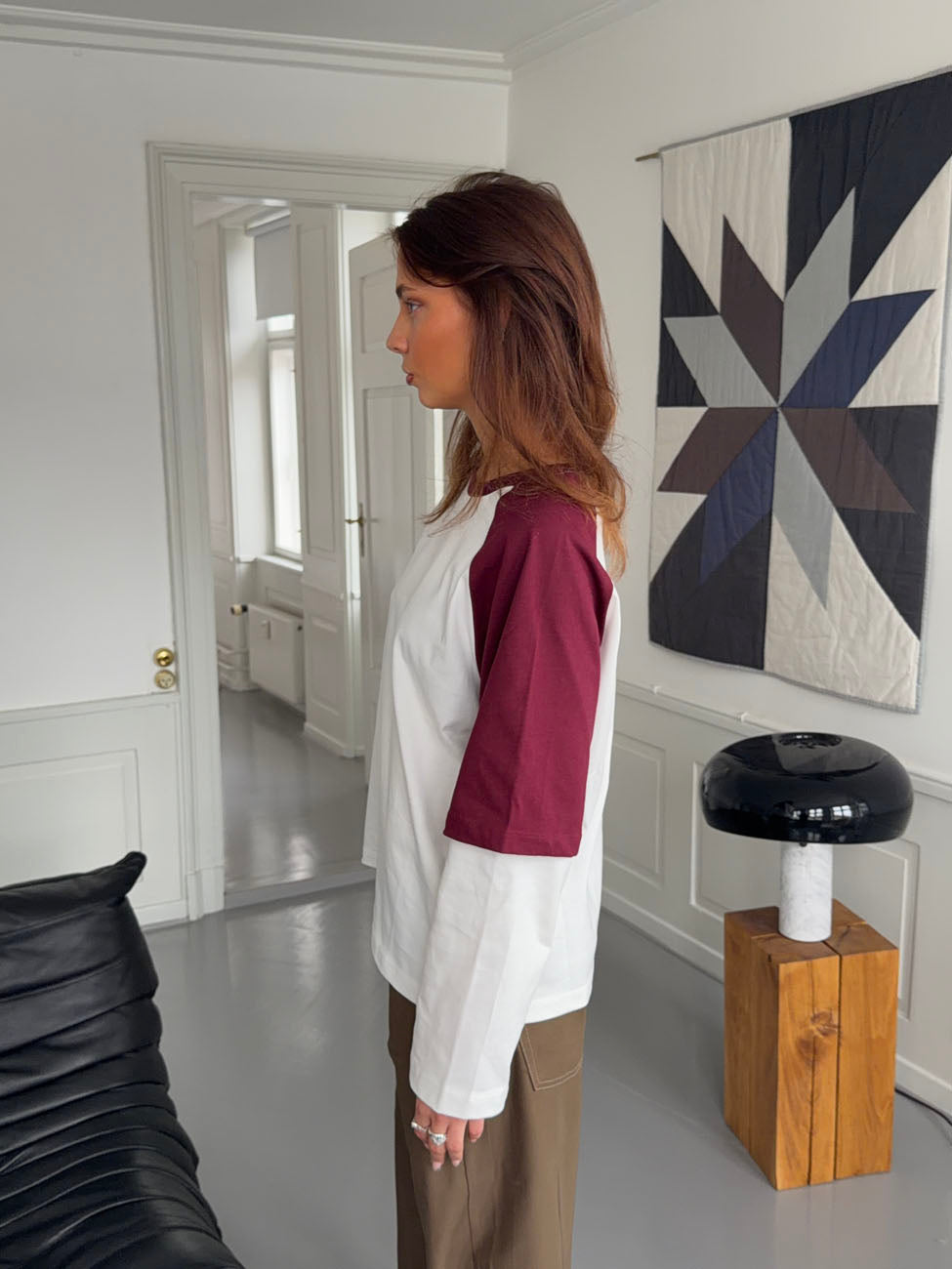 Blaine t-shirt with long sleeves – Red/white