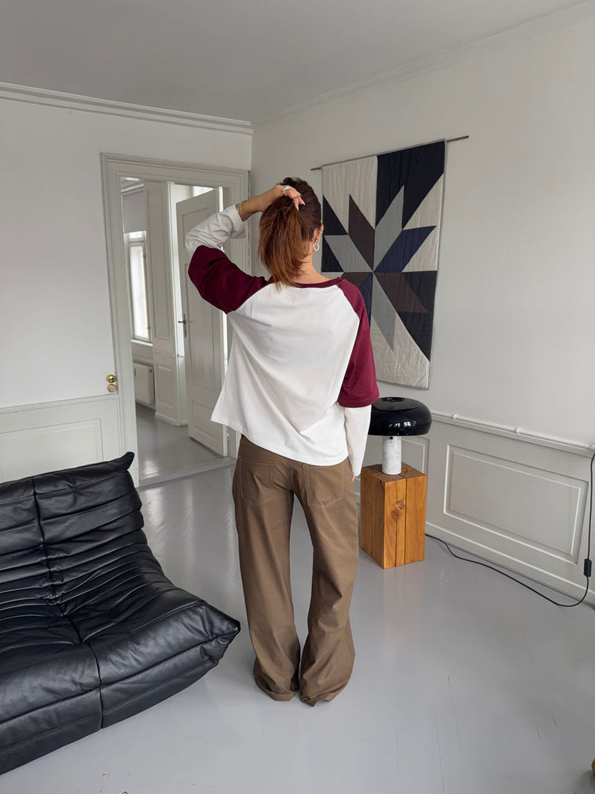 Blaine t-shirt with long sleeves – Red/white