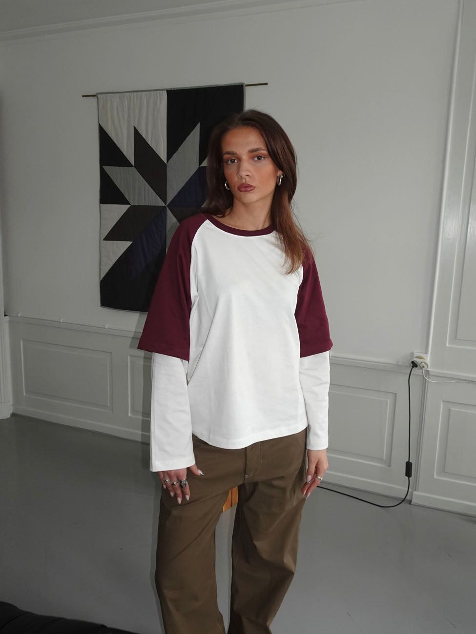 Blaine t-shirt with long sleeves – Red/white