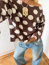 Scandivv blouse with polka dots - Brown/off white