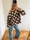 Scandivv blouse with polka dots - Brown/off white
