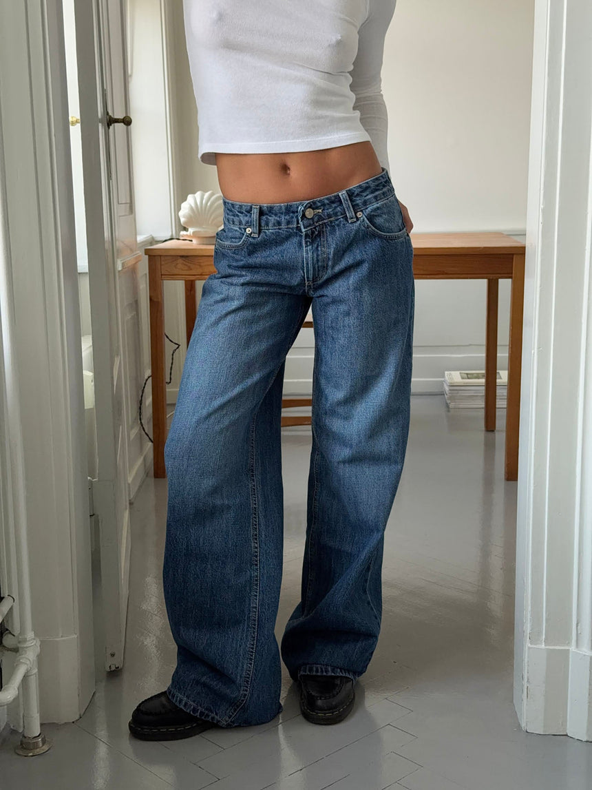 Floraline low waisted jeans - Blue denim