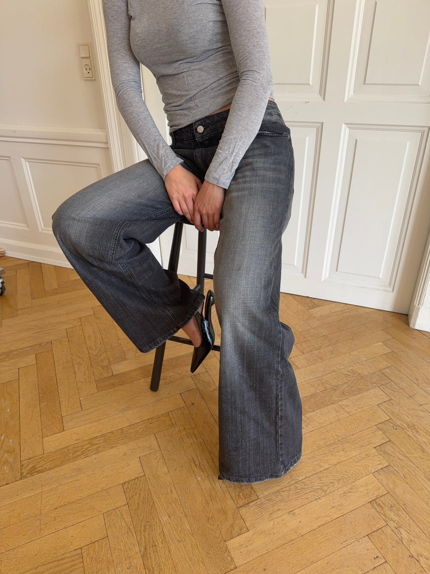 Floraline low waisted jeans - Grey denim