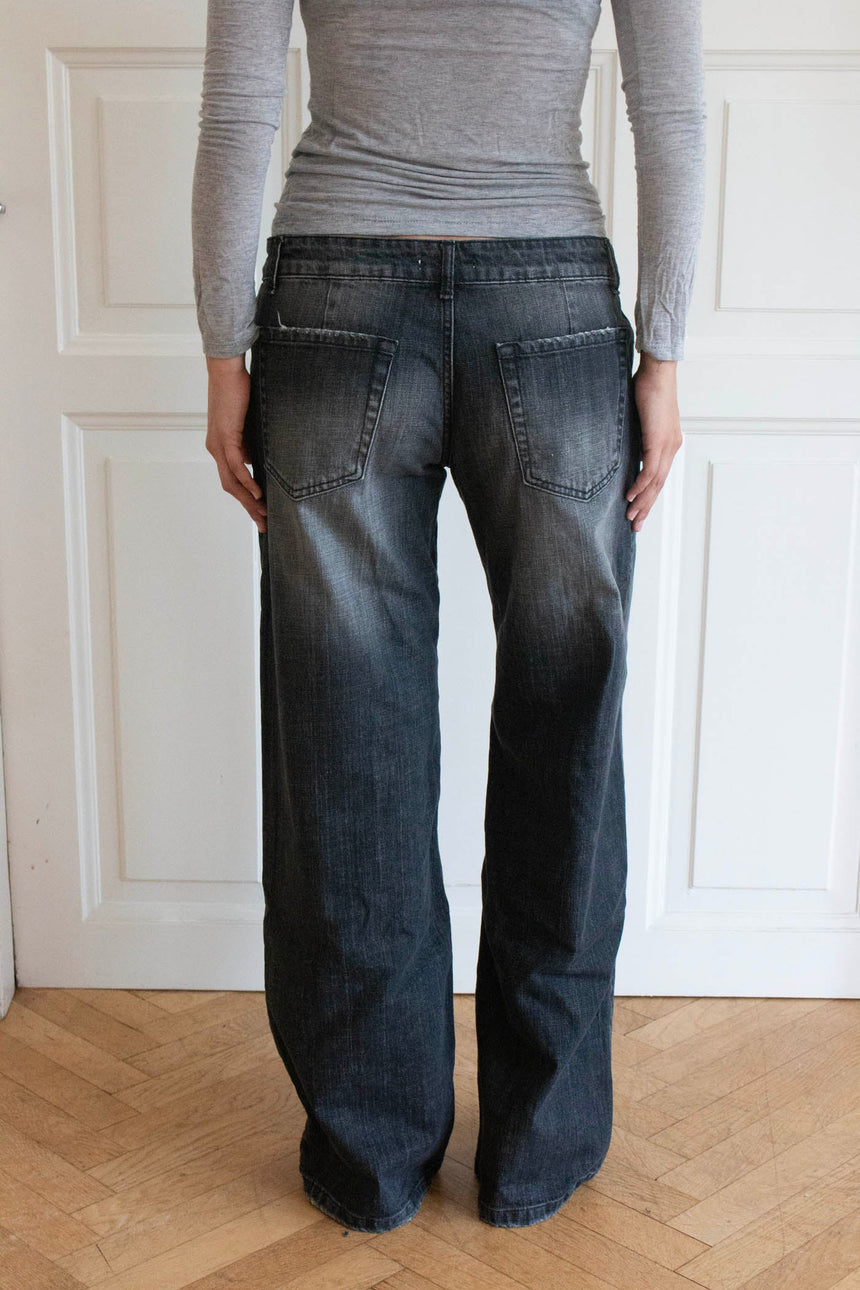 Floraline low waisted jeans - Grey denim
