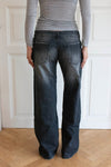 Floraline low waisted jeans - Grey denim