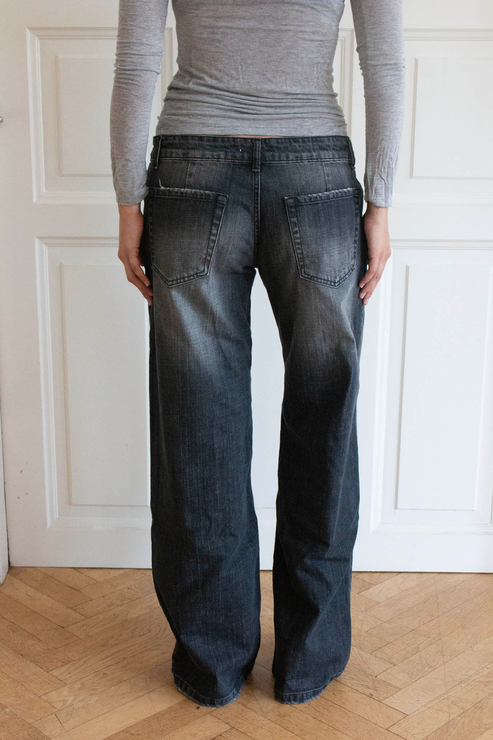Floraline low waisted jeans - Grey denim