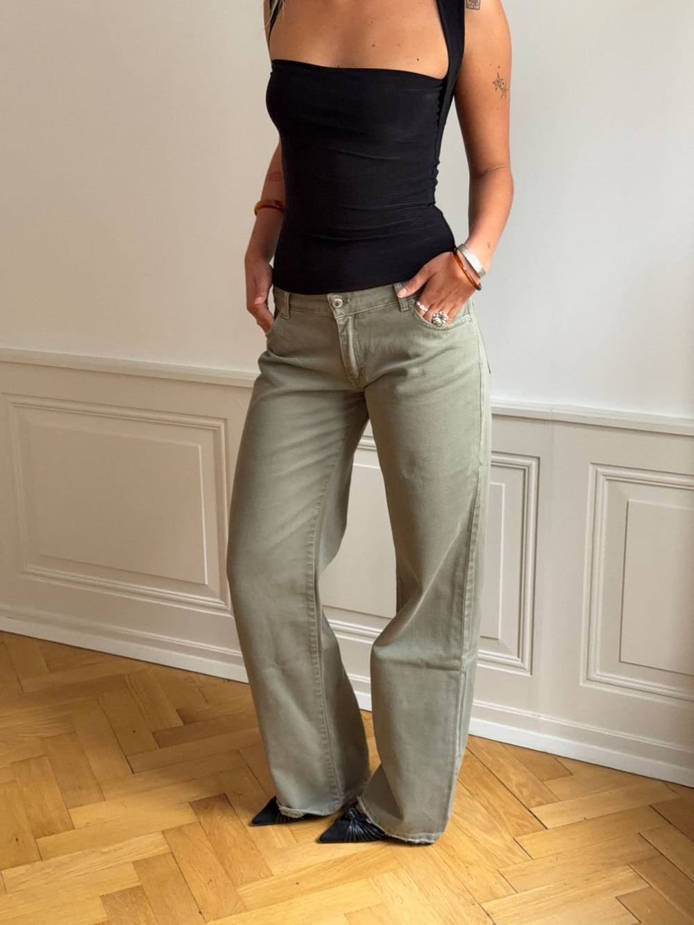 Tuva low waisted jeans - Khaki