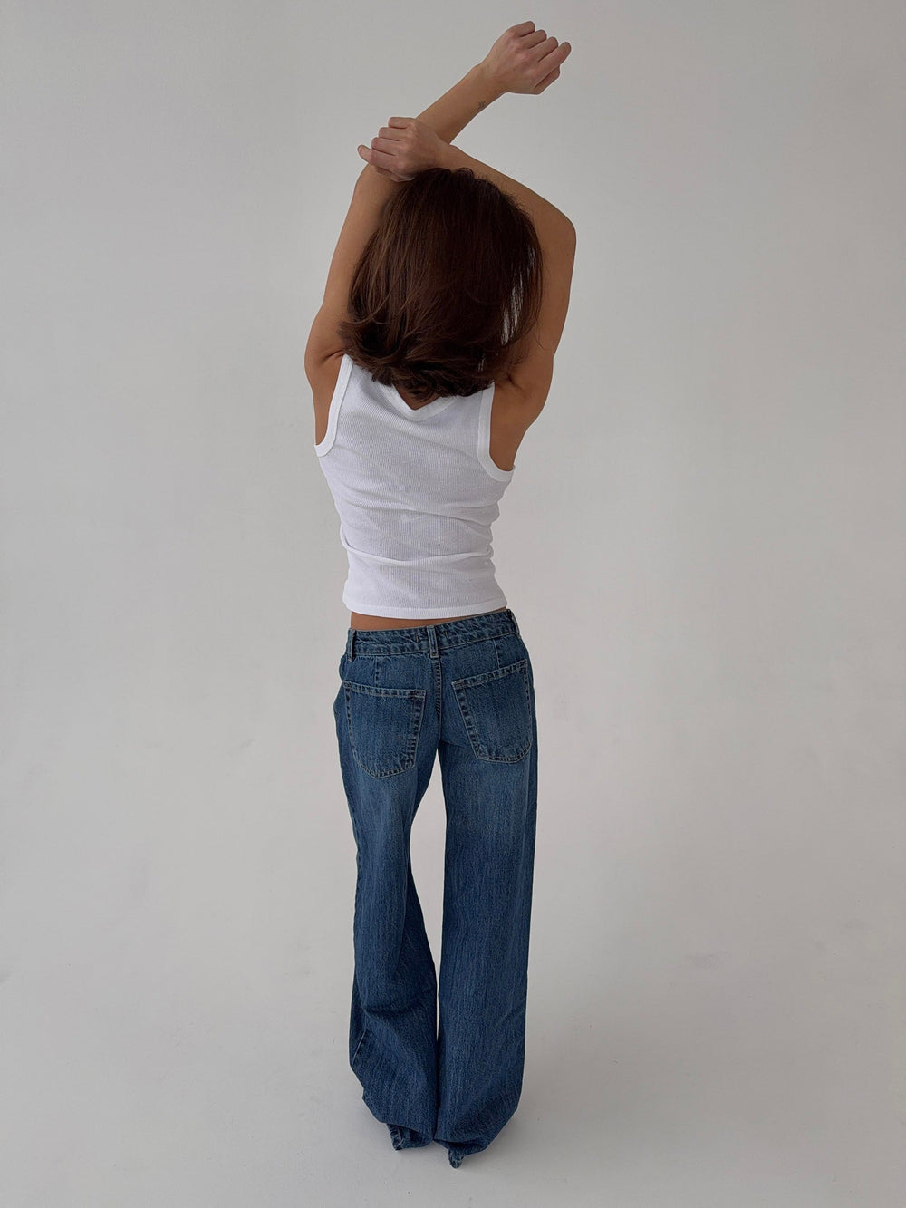 Floraline low waisted jeans - Blue denim