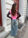 Alaia low-rise jeans with lightning detail - Light denim