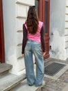 Alaia low-rise jeans with lightning detail - Light denim