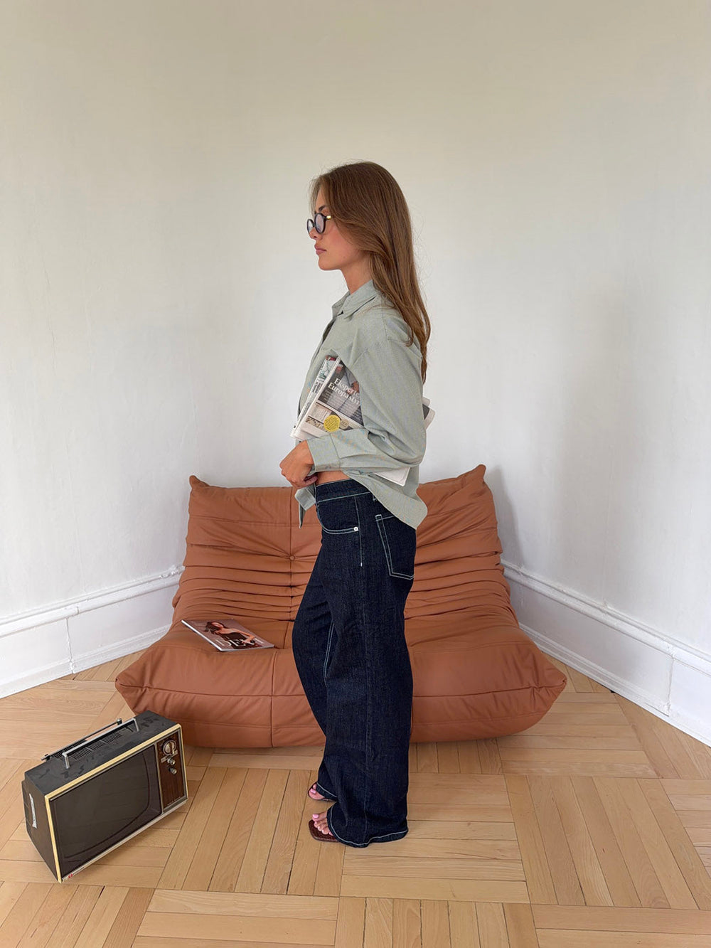 Floraline low-rise jeans – Dark denim