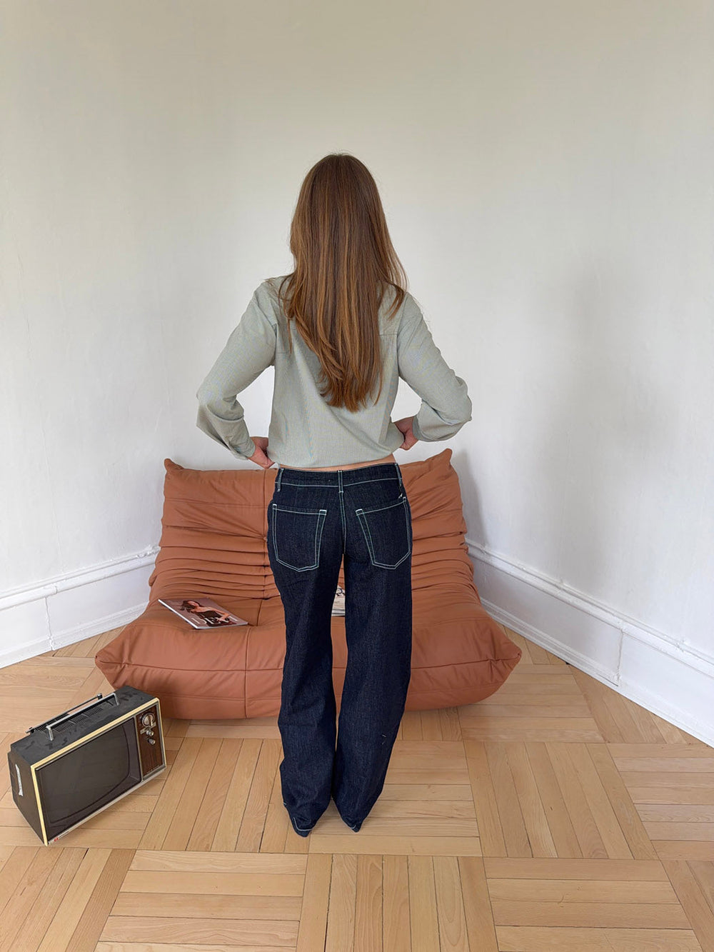 Floraline low-rise jeans – Dark denim