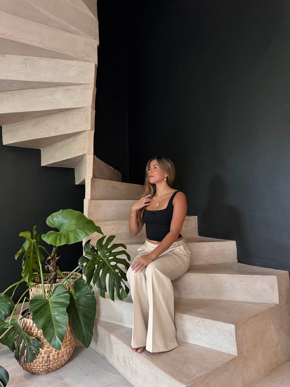 Britney low waisted suit pants - Beige