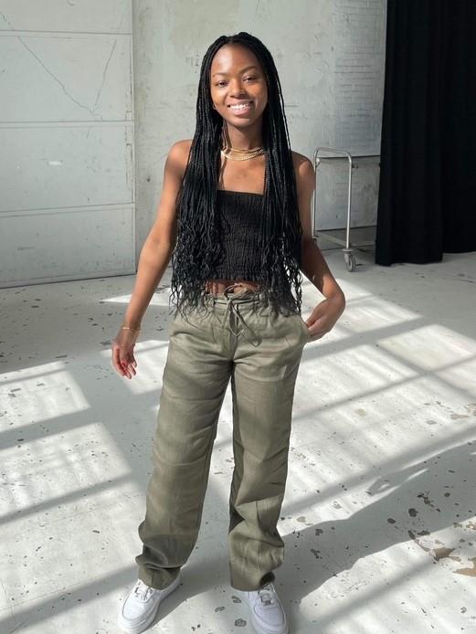 Rebecca linen pants - olive green