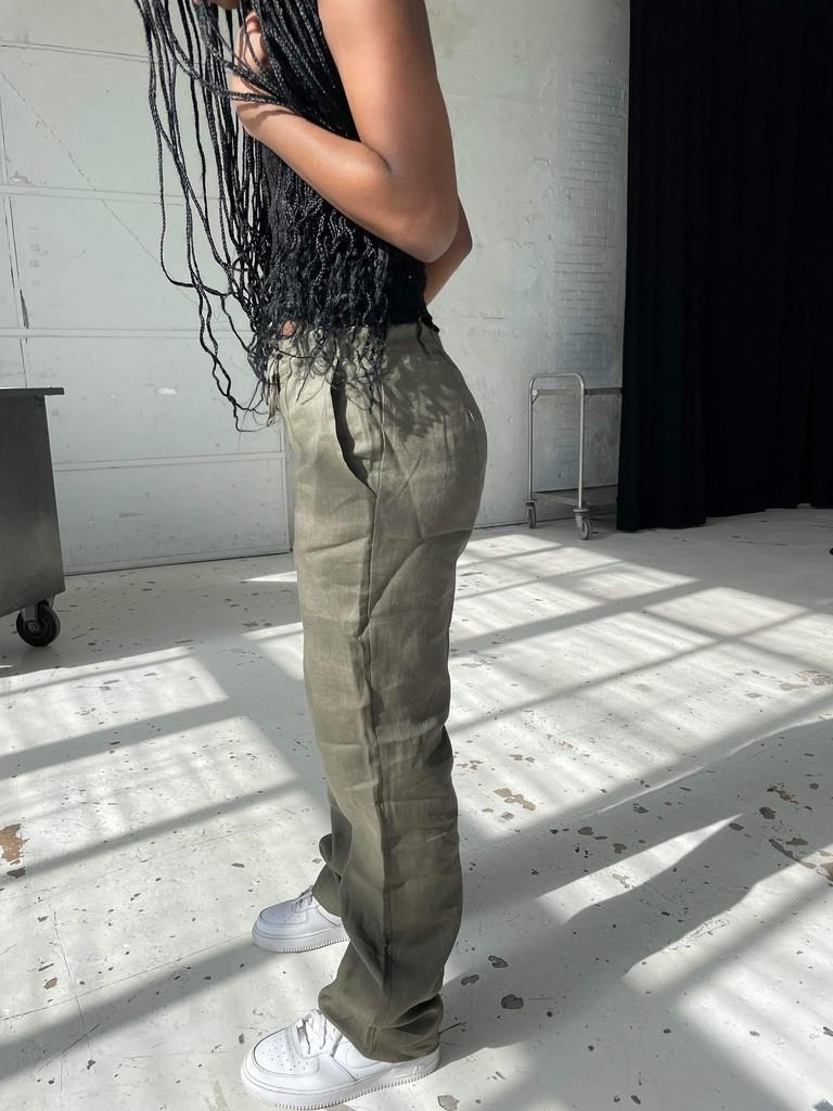 Rebecca linen pants - olive green