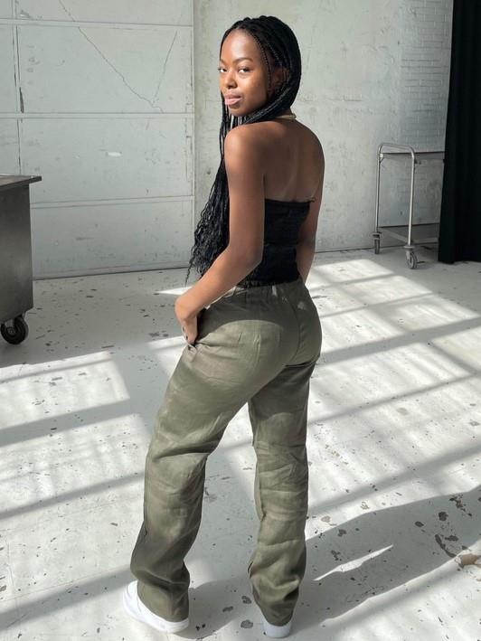 Rebecca linen pants - olive green