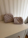 Honey small toiletry bag – Blue with white/beige stripes