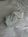 Honey small toiletry bag – White/green checkers